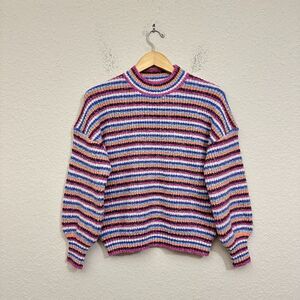 GREYLIN Greece Striped Cozy Sweater in Magenta Multicolor